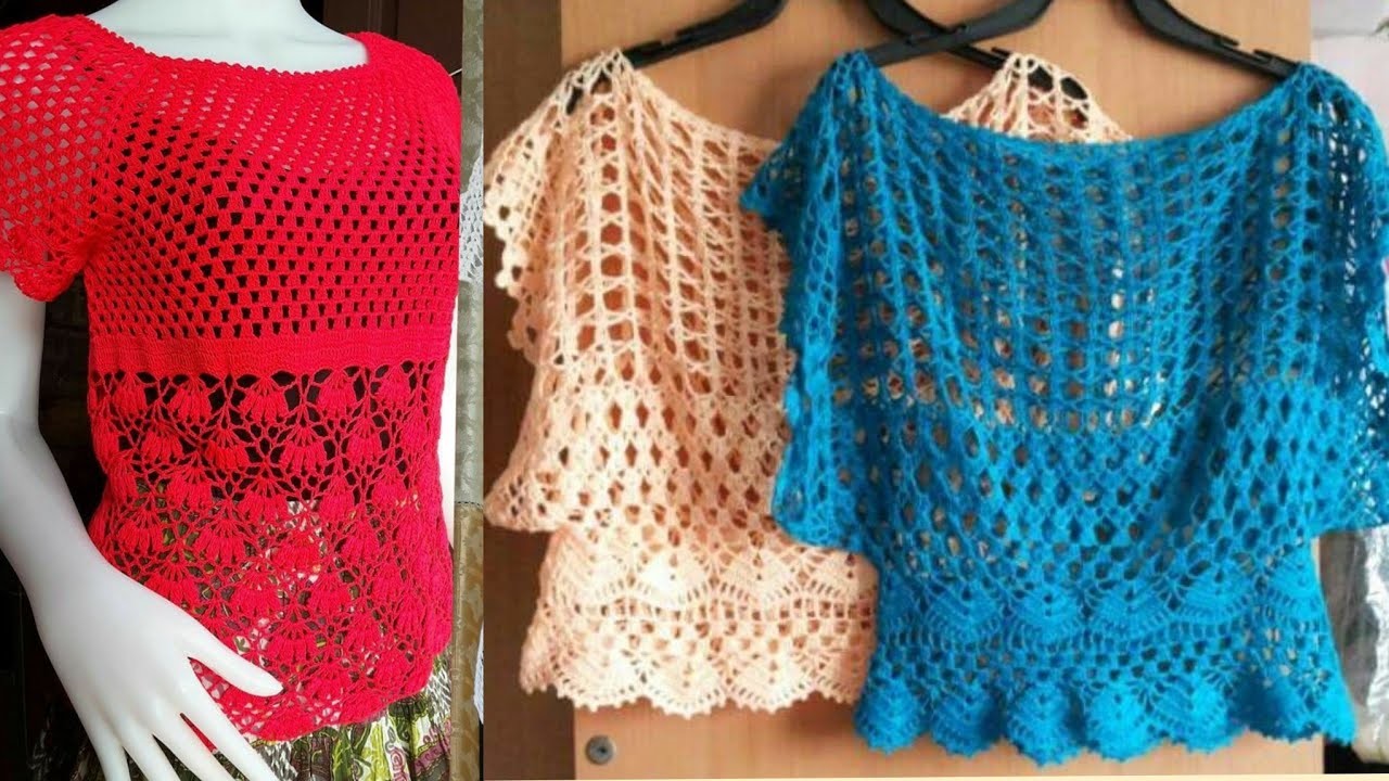 Crochet Mesh Lace Pattern Top Blouse And Tunic Top Designs Ideas For Ladies