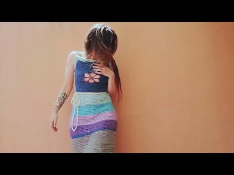 Cutout Flower Granny Circle Square Summer Beach Dress | The Green Marble Crochet Tutorials
