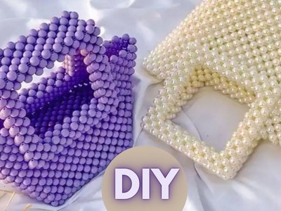 DIY || HOW TO MAKE BEADED BAG WITH SQUARE HANDLES || Beginner friendly tutorial