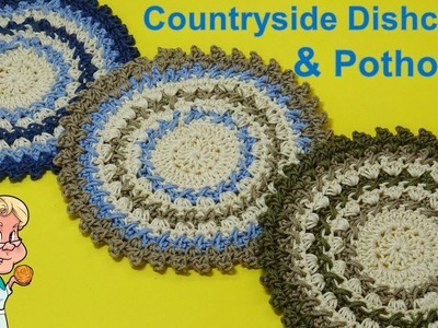 EASY CROCHET Countryside Dishcloth and Potholder Tutorial - Kitchen Crochet  #LIONBRAND