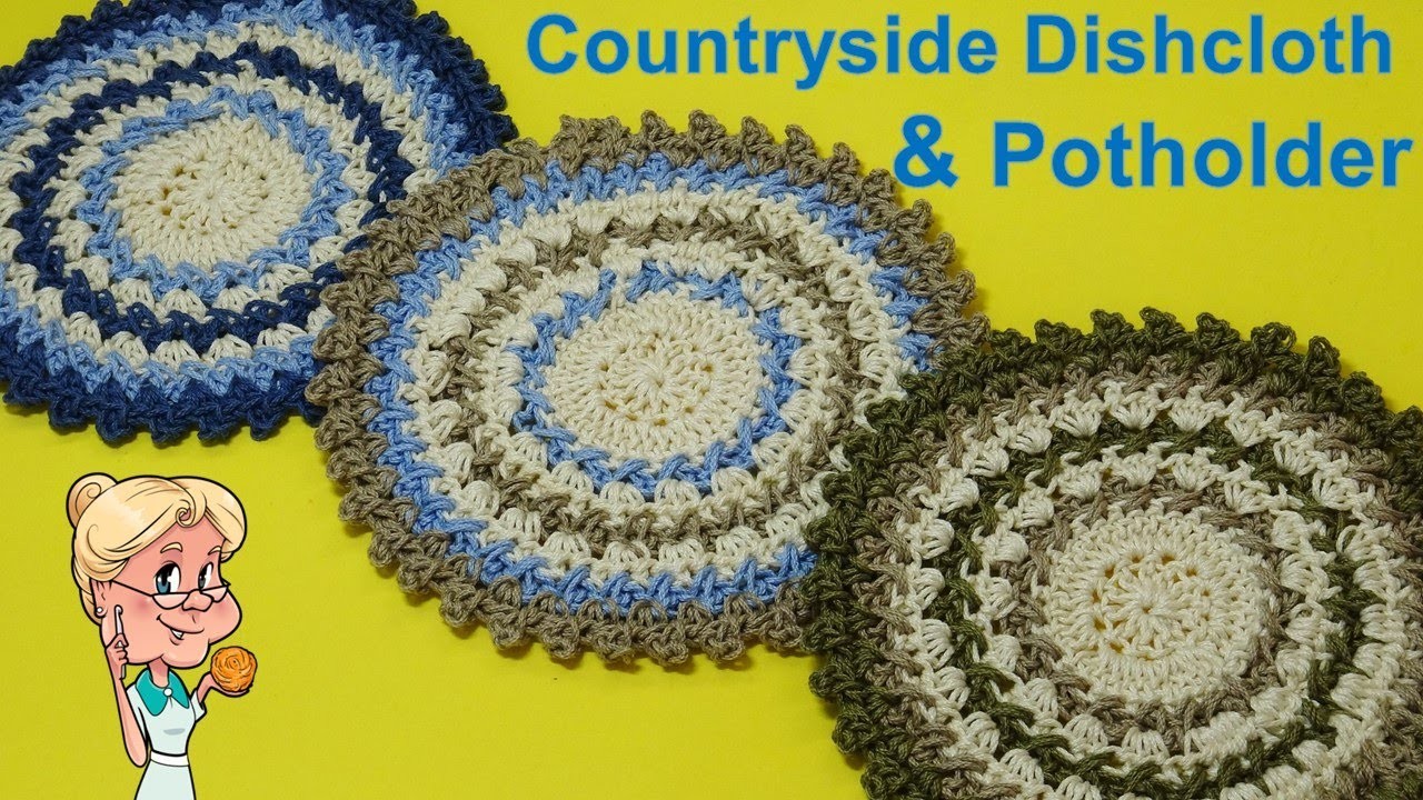 EASY CROCHET Countryside Dishcloth and Potholder Tutorial - Kitchen Crochet  #LIONBRAND