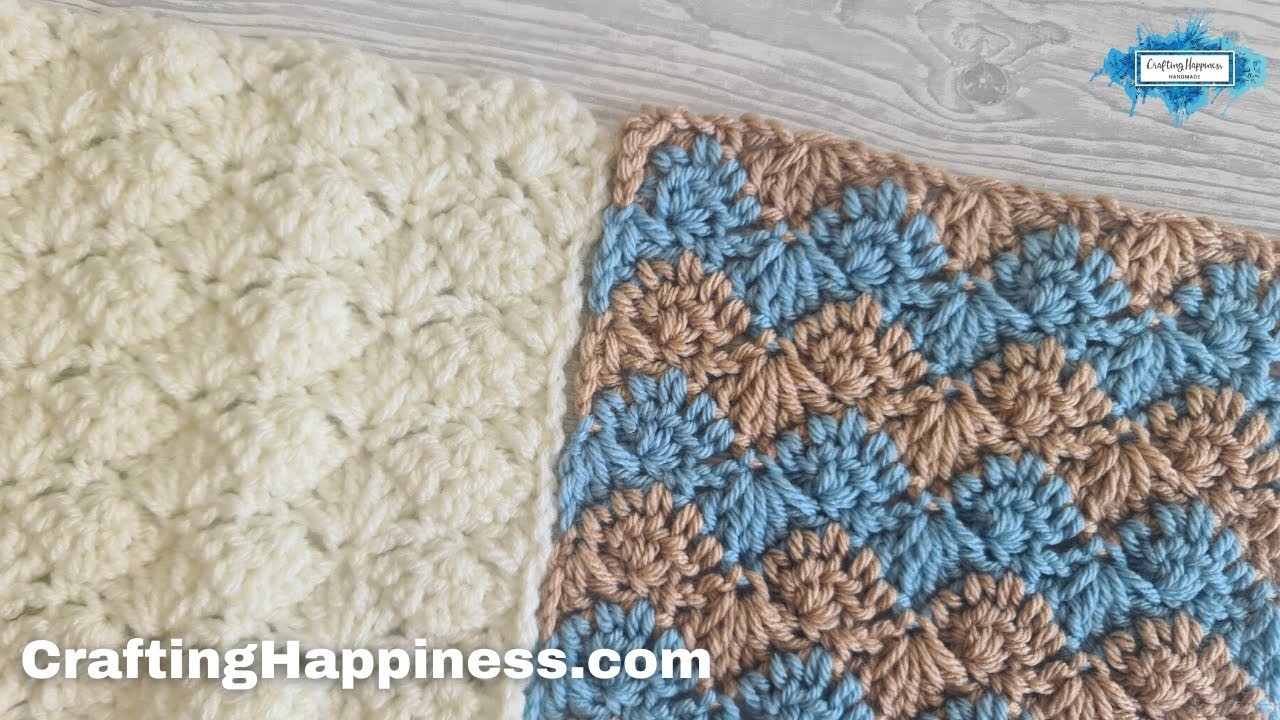 Easy Crochet Interlocking Shell Stitch Tutorial For Beginners | Crafting Happiness