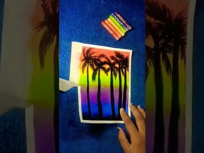Easy rainbow oil pastel art #shorts#shortsvideo#youtubeshorts#viralvideo#dailyart#oilpastelart#viral