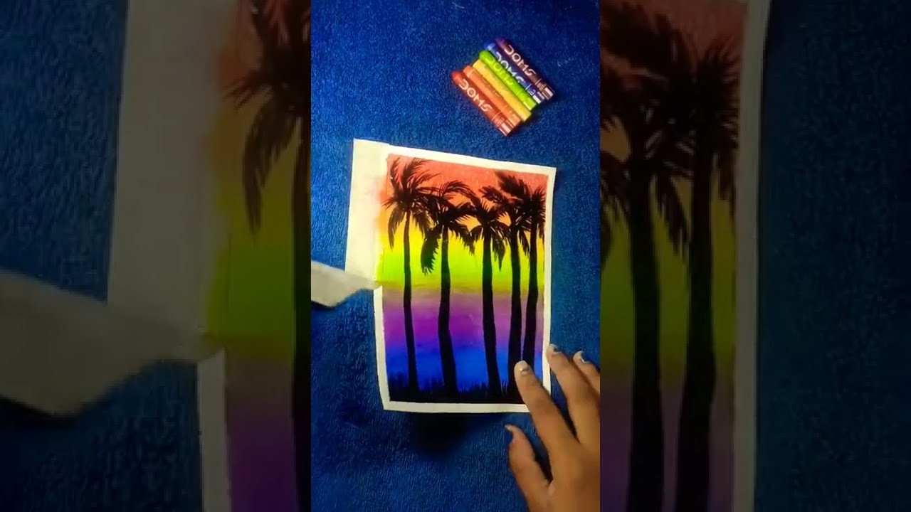 Easy rainbow oil pastel art #shorts#shortsvideo#youtubeshorts#viralvideo#dailyart#oilpastelart#viral