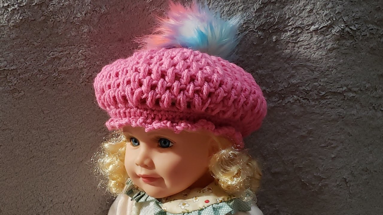 Easy To Crochet Hat For Newborn: How to crochet Beret Hat for newborn babies.