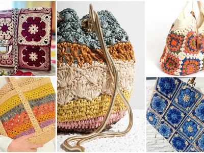 Granny crochet flower pattern unique designer bags.handbag.shoulder bag designs