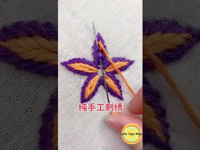 Hand Embroidery: Flower.Amazing Embroidery Stitches For Beginners.Guide to Sewing. #shorts
