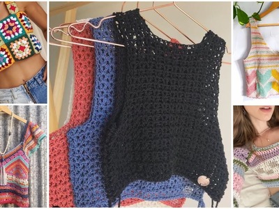 Latest crochet cotton yarn summer top designs ideas