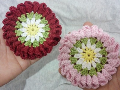 Porta copos floral (crochet great knitting pattern)