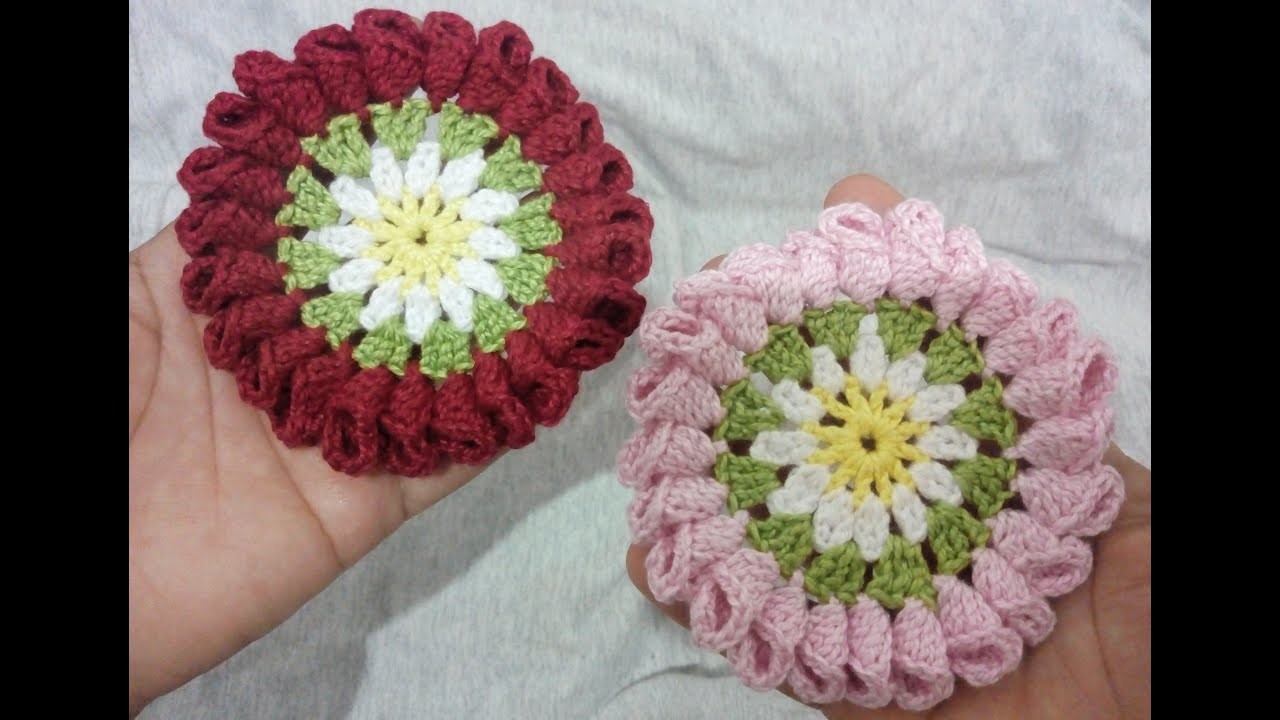 Porta copos floral (crochet great knitting pattern)
