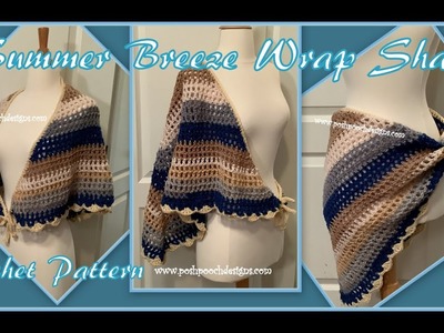 Summer Breeze Wrap Shawl Crochet Pattern #crochet #crochetvideo