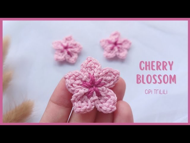 SUPER EASY! Crochet Cherry Blossom | Crochet Sakura Flower | Bunga rajut | Tutorial for beginner
