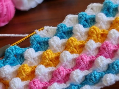 Very Easy to Crochet Wonderful Baby Blanket Knitting Pattern- Tığ İşi Harika Bebek Battaniye Modeli.