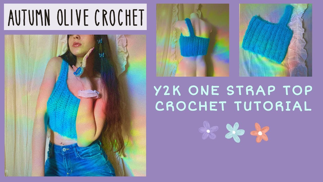 Y2k one strap crop top crochet tutorial ♡