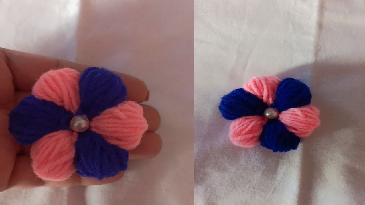 Amazing Woolen Flower Craft Idea Using Finger -Easy Woolen Flower Making || maguva creations