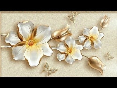 Bas relief paintings.Making flowers using wallputty. wallputty craft ideas.wall decor ideas