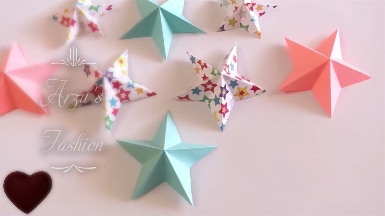 Christmas star paper decoration. 3D paper star. DIY paper craft ideas