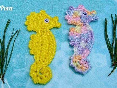 Crochet Seahorse Applique Tutorial I Crochet Sea Animal Applique I Pora Pora Crochet