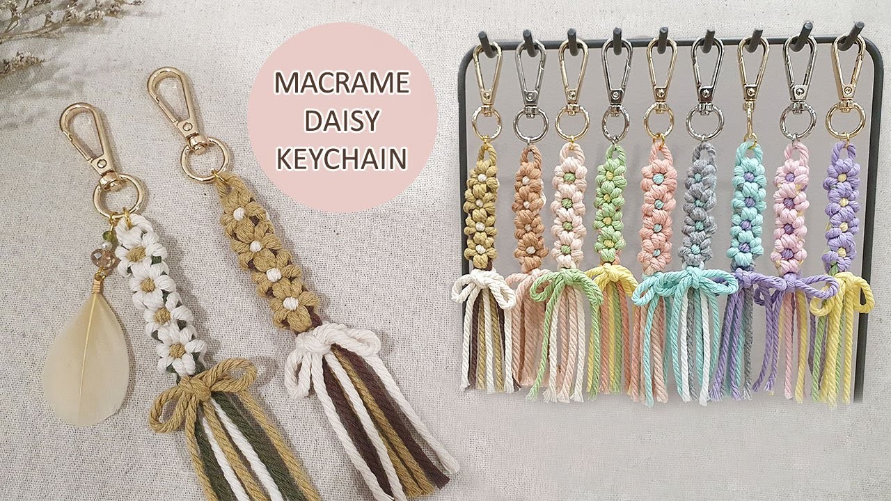 DIY Tutorial l How To Make Macrame Daisy Flower Keychain? l Easy Step by Step. Paso a paso