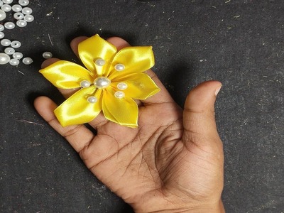 DIY Yellow Ribbon Flower making at home | Farhana Point