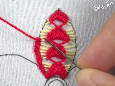 Hand embroidery amazing new needle stitch making gorgeous flower design in easy way tutorial