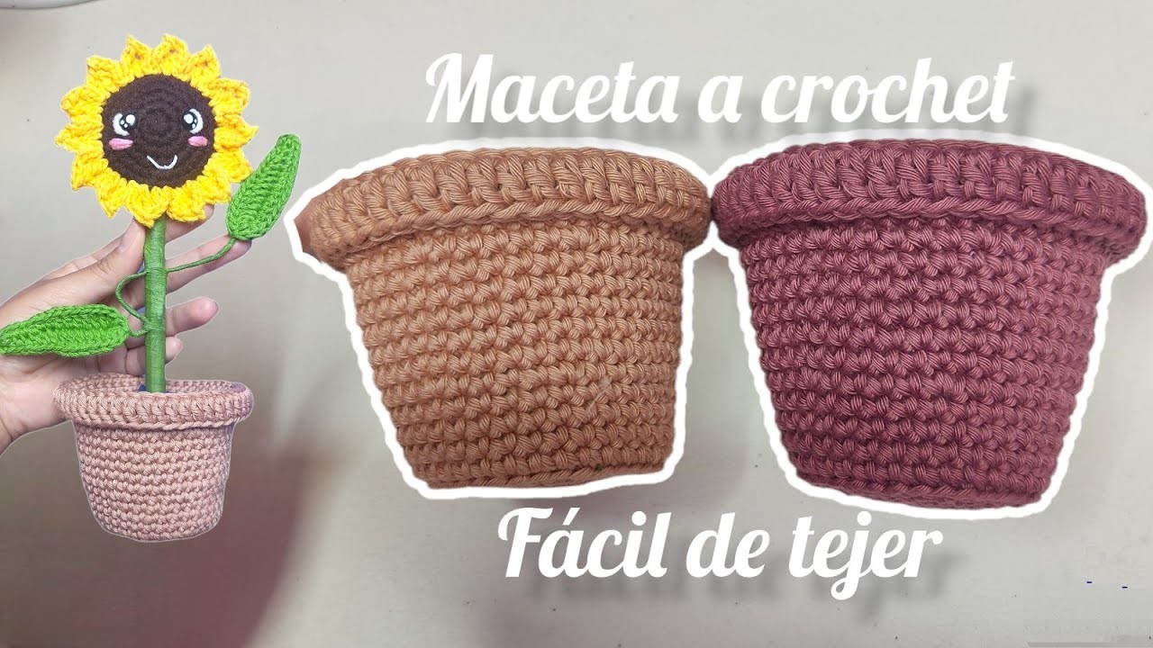 Maceta Tejida a Crochet-Maceta a Crochet para flores ( English subtitles)