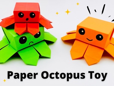 Origami Jumping Paper Octopus | How to make a fidget toy | Moving Paper TOY | Paper Craft