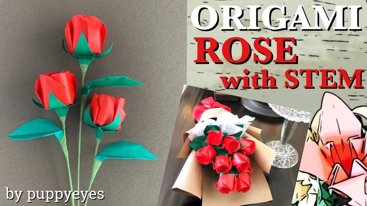 origami rose stem