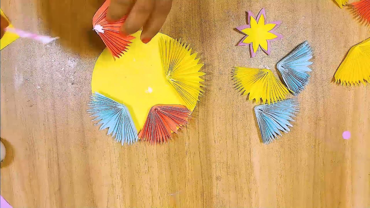 Paper creation || Making Big round flower with paper || Colorful flower || Craft- 9 || Jamuna Boudi