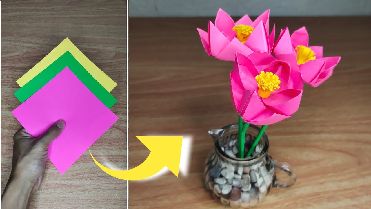 Tutorial Origami Very Simple - How To Make Lotus Flowers From Origami Paper