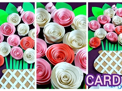 5 minutes craft idea. Beautiful Greeting card.Handmade gift ideas.Paper Craft. Easy Paper Rose