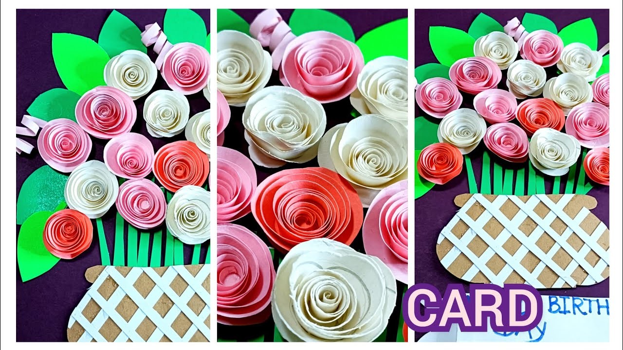 5 minutes craft idea. Beautiful Greeting card.Handmade gift ideas.Paper Craft. Easy Paper Rose