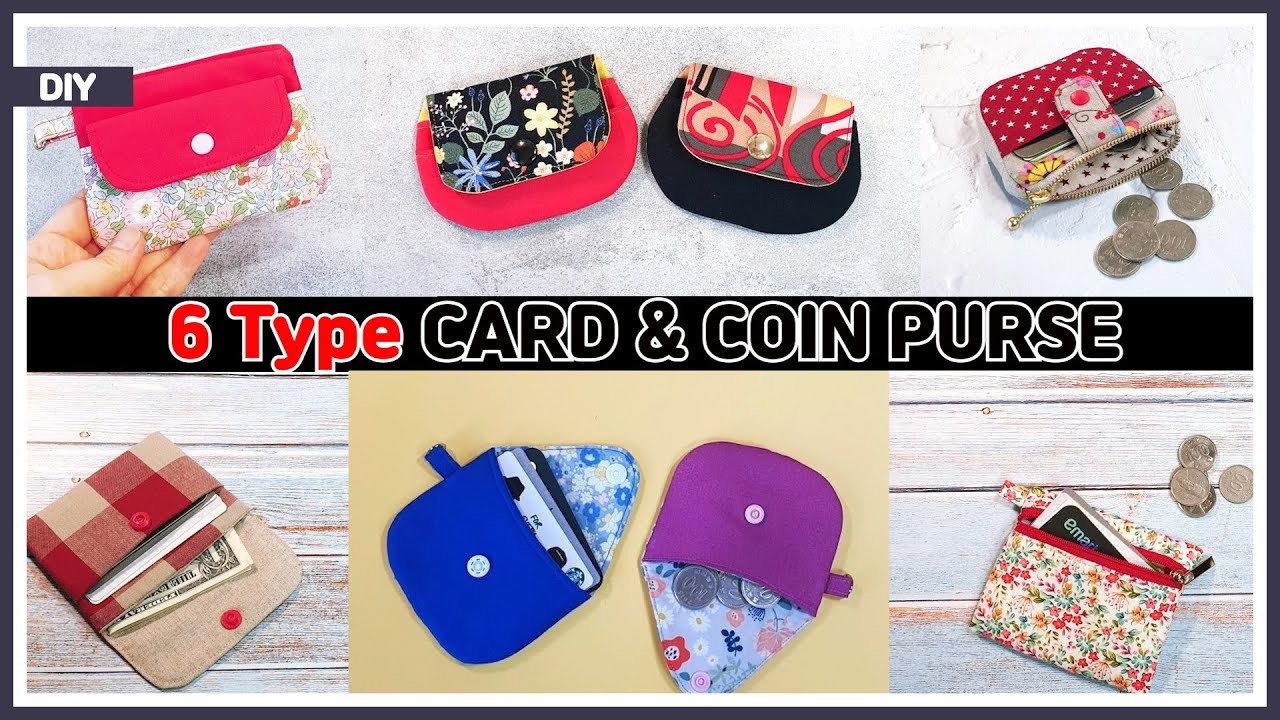DIY 6type card & coin purse. mini wallet. Use of scrap fabric.sewing  [Tendersmile Handmade]