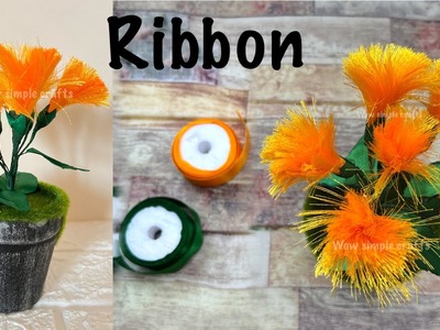 DIY.How To Make Sattin Ribbon Flower Easy.Reeds flowers.Tutorial Membuat Bunga Dari pita Satin
