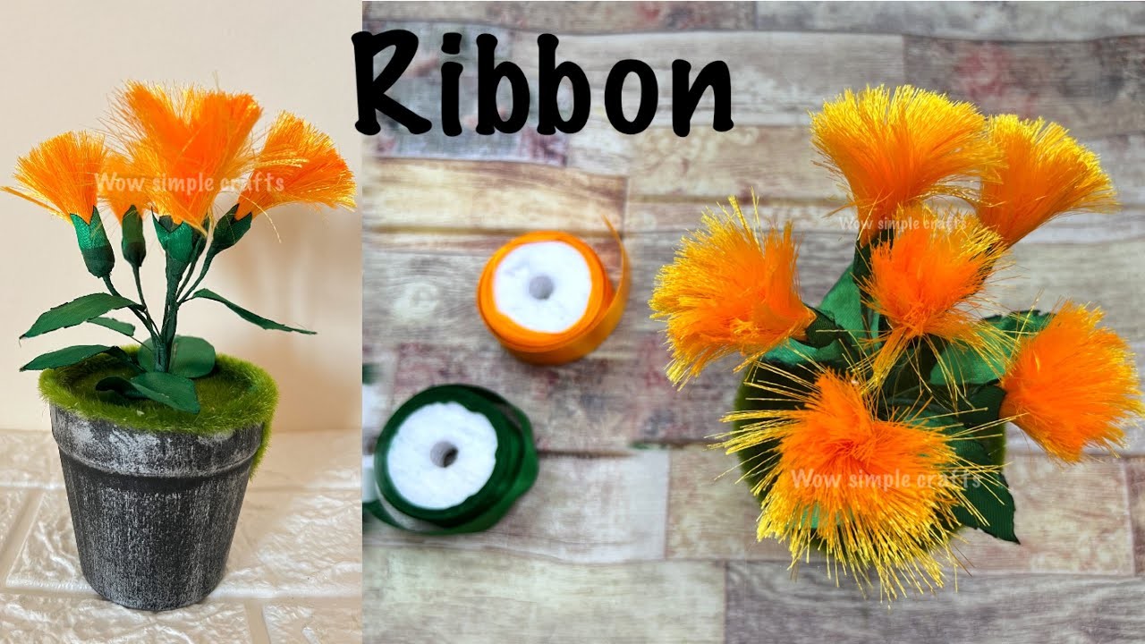 DIY.How To Make Sattin Ribbon Flower Easy.Reeds flowers.Tutorial Membuat Bunga Dari pita Satin