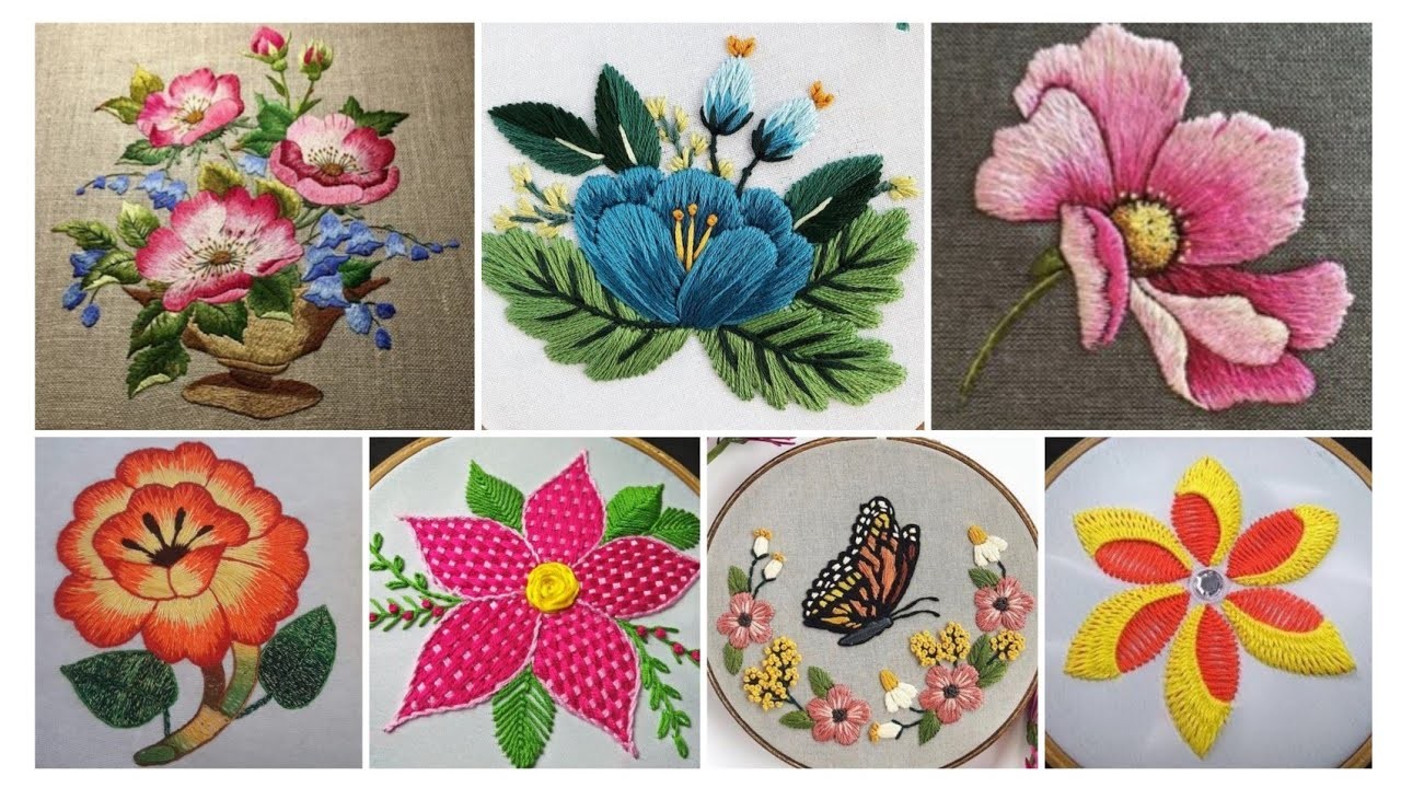Hand embroidery easy flower design. modern flower embroidery @Heavenly Handmade Creations