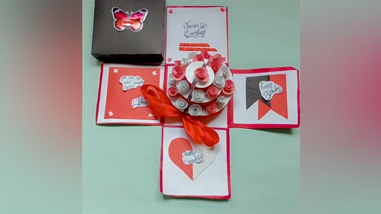 Handmade birthday explosion box| Explosion box with paper cake | Birthday gift ideas| Full tutorial