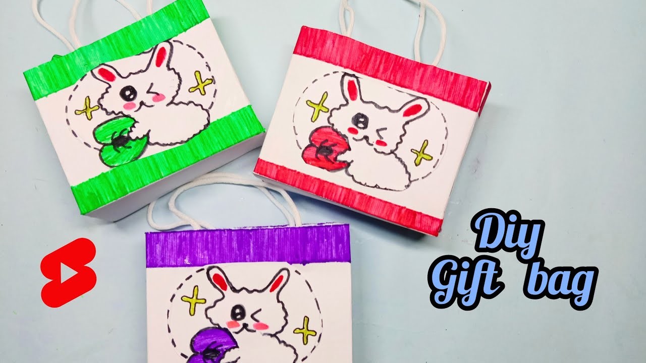 How to make cute gift bag at home. diy gift bag. paper bag. paper craft. diy mini bag. #shorts
