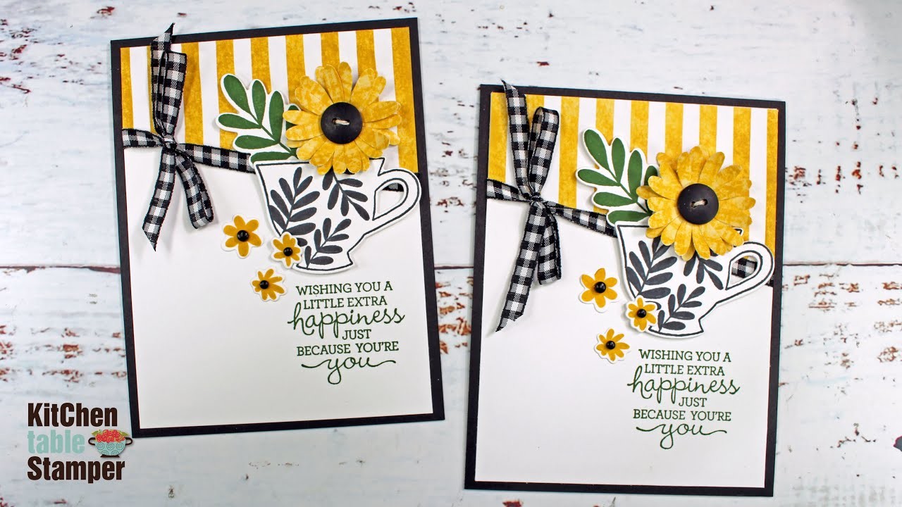 Stampin' Up! Cup of Tea TWO for ONE Card Tutorial with Kitchen Table Stamper