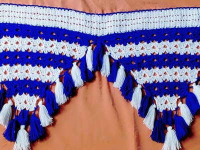 Blue and white new toran design #Hindi tutorial #jhalar ki design #crochet toran #woolen doorhanging