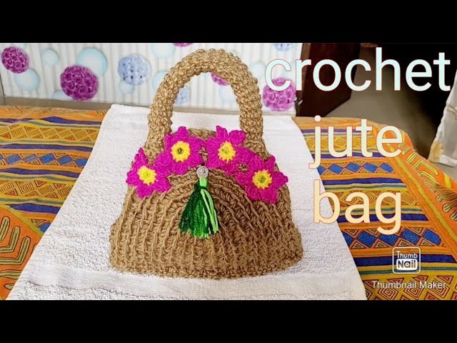 CROCHET: Crochet bag with JUTE thread.DIY simple Crochet jute bag.# ...
