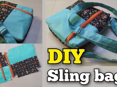 DIY How To Stitch Fabric Sling Bag At Home | bag making at home | cloth bag making- Reuse old cloths