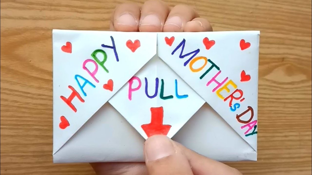 DIY - SURPRISE MESSAGE CARD FOR MOTHER'S DAY | Pull Tab Origami Envelope Card | Mother's Day Crafts