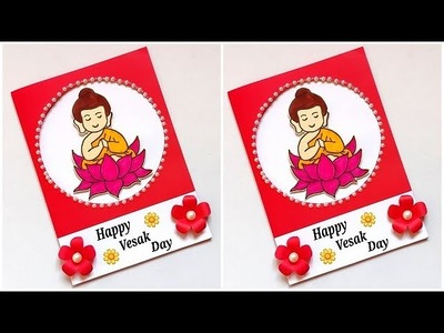 Happy Vesak day card ideas 2022. Vesak card nirmana. DIY Vesak greeting card. Poson