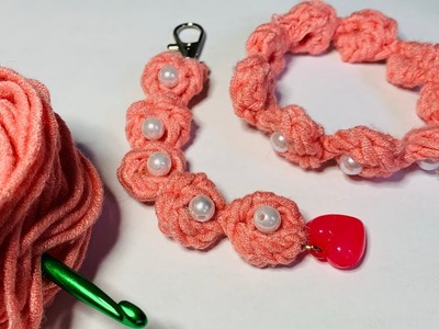 How To Crochet A Rosebud Necklace, Bracelet, Keychain, Beginner Easy Quick Crochet Tutorial