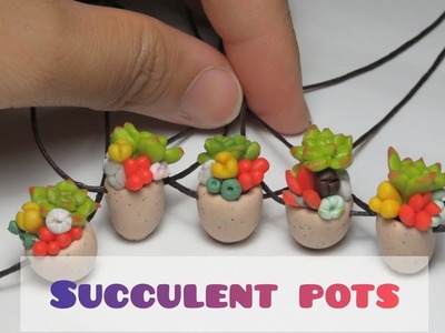 How to Make a Cute Succulent Pot Necklace Pendant with Polymer Clay.