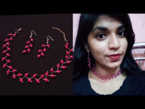 How to make simple jewellery.necklace making at home.Pearl necklace.@Chadni Craft Studio's