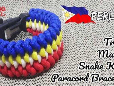 PILIPINAS KONG MAHAL! TRIPLE MATED SNAKE KNOT Paracord Bracelet Tutorial (KALYO Paracords' PERLAS)