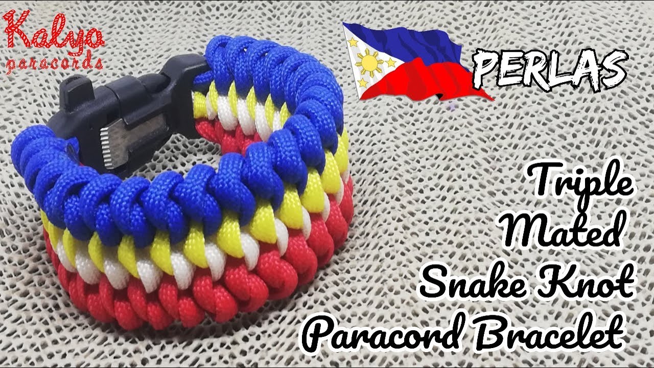 PILIPINAS KONG MAHAL! TRIPLE MATED SNAKE KNOT Paracord Bracelet Tutorial (KALYO Paracords' PERLAS)