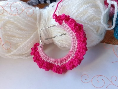 You will love this design, it's super easy, cute and quick - Crochet hoop summer earrings Tutorial
